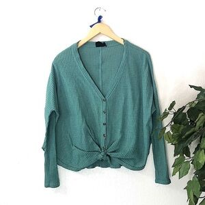 Out From Under Teal Tie Front Shirt